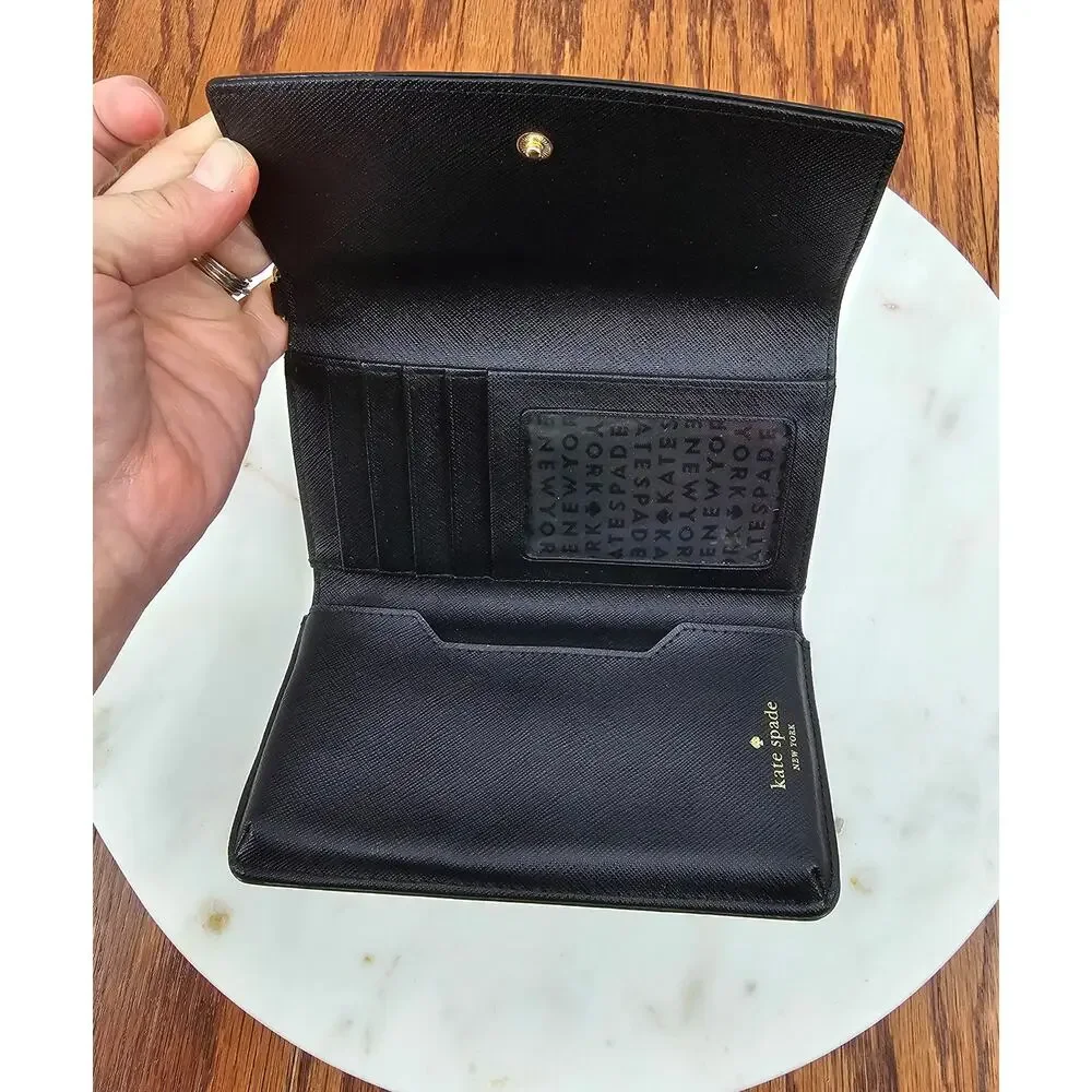 Kate Spade Laurel Way iPhone Wristlet Wallet Black Saffiano‎ Leather